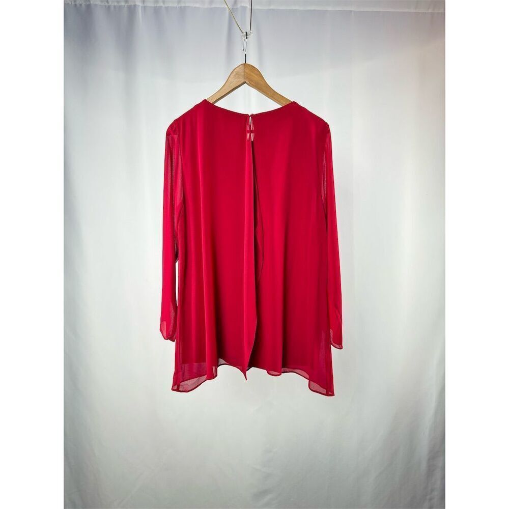 Soft‎ Surroundings Crossover Long Sleeve Blouse in Red Size Medium - Picture 2 of 4